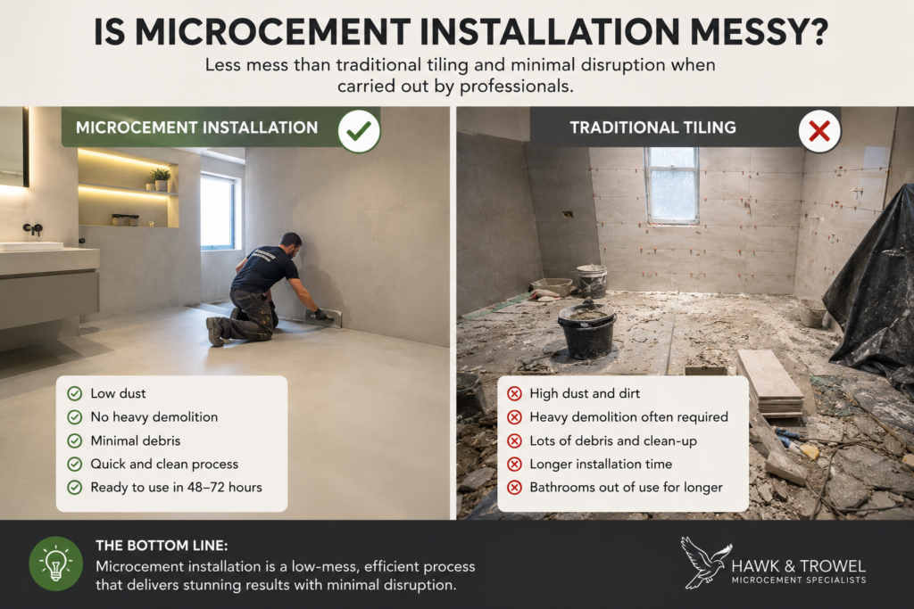 Is microcement installation messy?